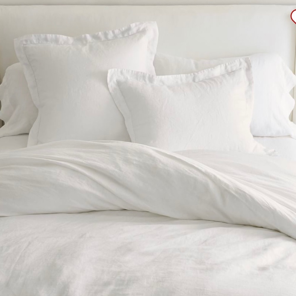 Pottery Barn White Belgian Flax Linen Duvet Cover - KING